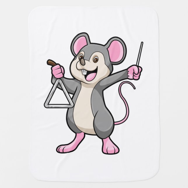 Rat at Music with Triangel Baby Blanket (Front)