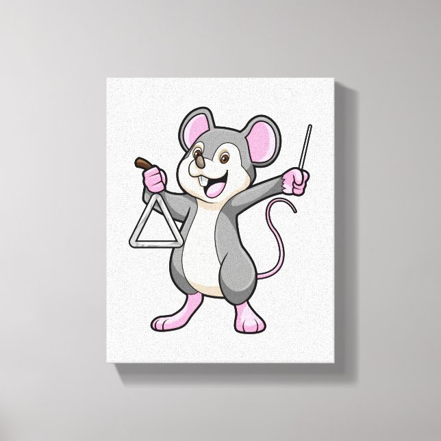 Rat at Music with Triangel Canvas Print (Front)