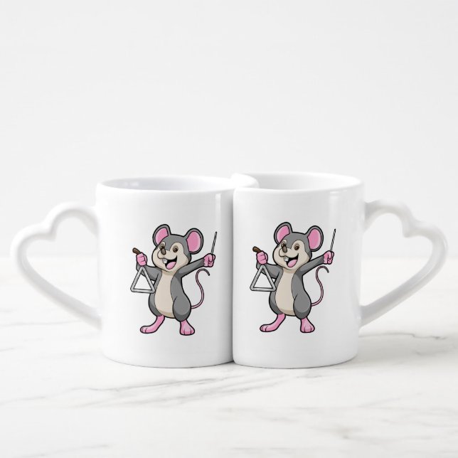 Rat at Music with Triangel Coffee Mug Set (Front Nesting)