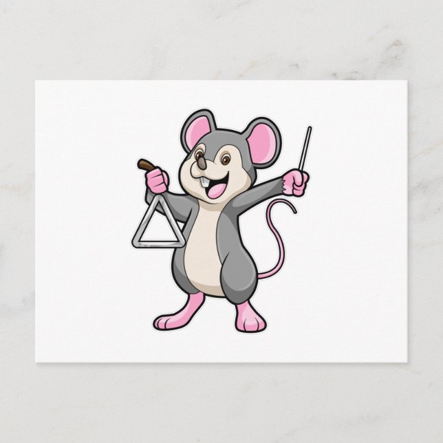 Rat at Music with Triangel Postcard (Front)