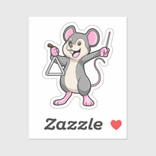 Rat at Music with Triangel Sticker