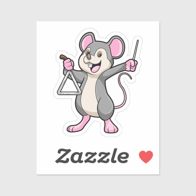 Rat at Music with Triangel Sticker (Sheet)
