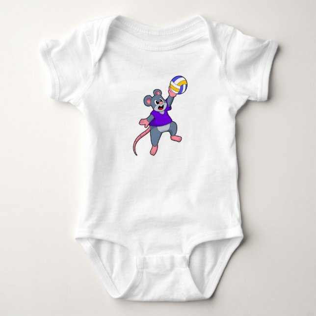 Rat at Volleyball Sports Baby Bodysuit (Front)