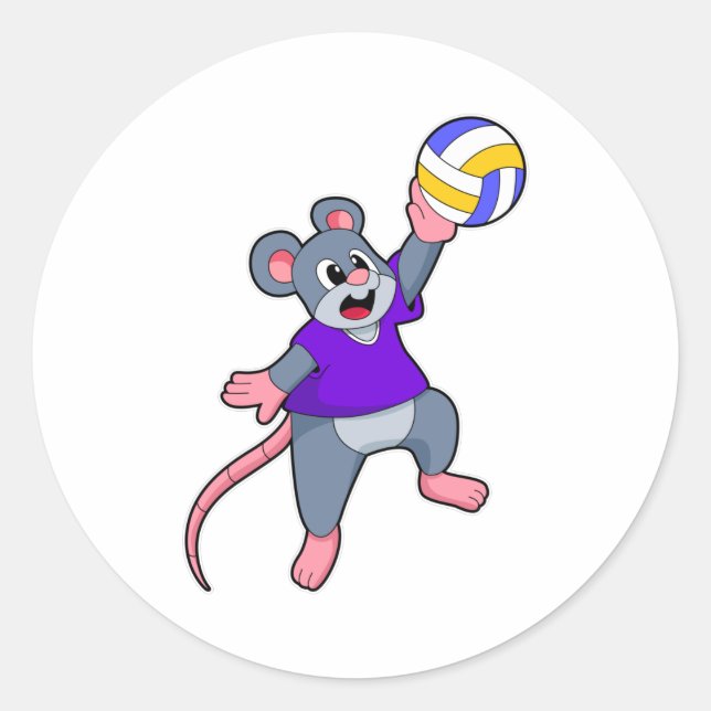 Rat at Volleyball Sports Classic Round Sticker (Front)