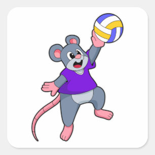 Rat at Volleyball Sports Square Sticker