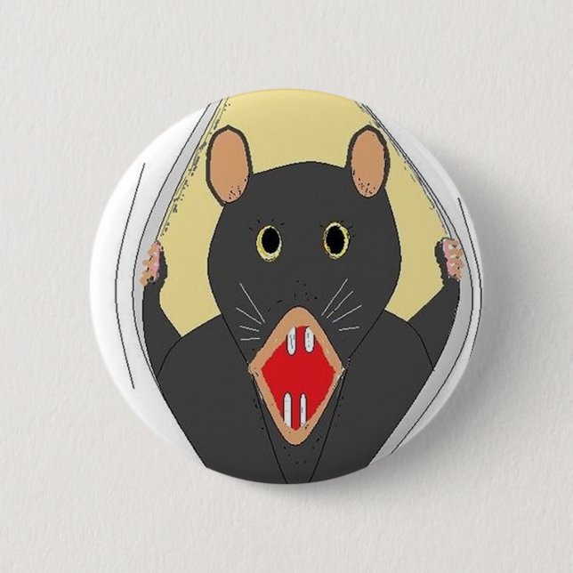 Rat Breaking Out Pinback Button (Front)