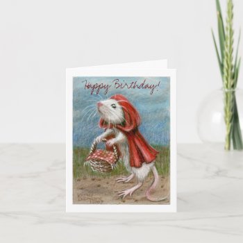 Rat Cape And Basket  Happy Birthday! Note Card by KMCoriginals at Zazzle