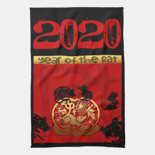 Rat Chinese custom New Year Zodiac Birthday KT Kitchen Towel