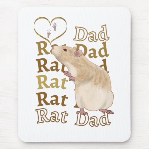 Rat Dad Pawprints on Heart  Mouse Pad