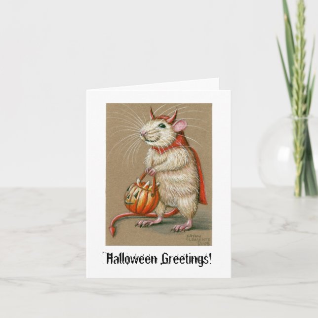 Rat Devil, Halloween Greetings! Card (Front)