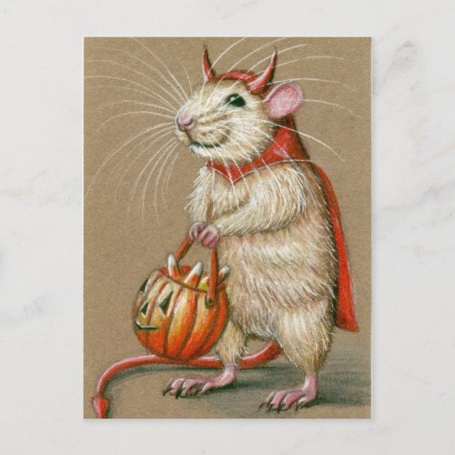 Rat Devil Halloween Postcard