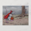 Rat devil halloween walking postcard