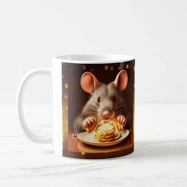 Rat Eating Christmas Cookies Mug (Left)