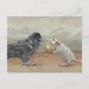 Rat feeding raven egg postcard