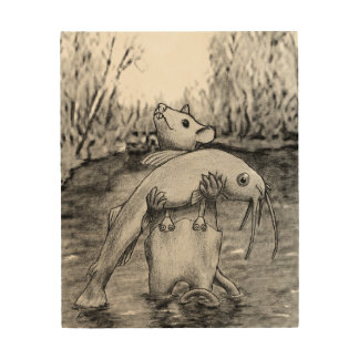 Rat Fishin' (Cat Fishin') Wood Wall Art