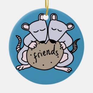 Rat friends ceramic ornament
