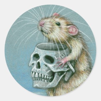 Rat Halloween Skull Basket Stickers by KMCoriginals at Zazzle