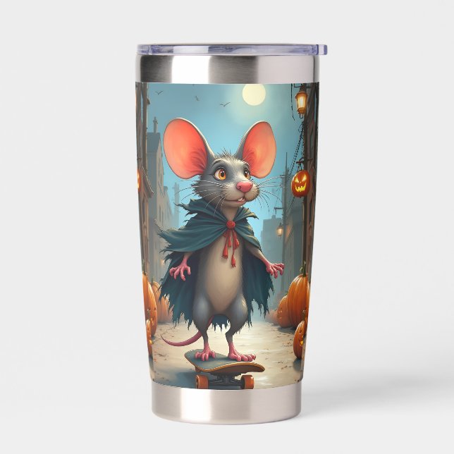 Rat Hurries to the Party, Halloween, Author Natash Insulated Tumbler (Left)