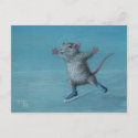 Rat Ice Skating blue skates postcard