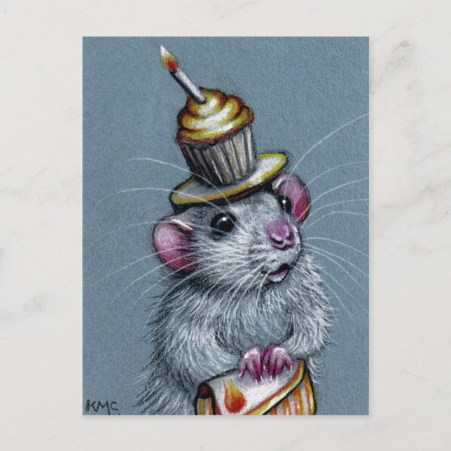 Rat in Cupcake Hat Postcard (Front)