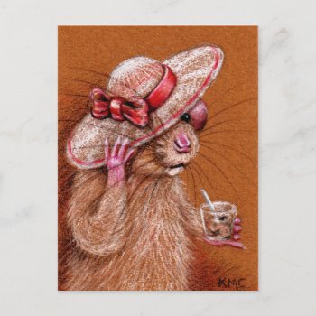 Rat In Floppy Hat Postcard by KMCoriginals at Zazzle