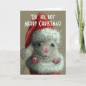 Rat in Santa Hat Stocking Christmas Card