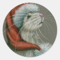 Rat in Santa St Nick Hat Christmas Stickers