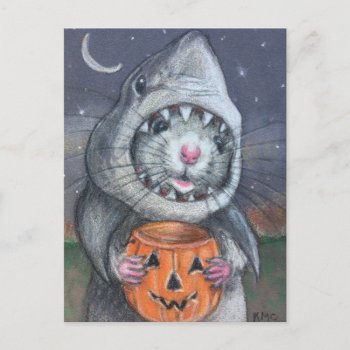 Rat In Shark Costume Halloween Kmcoriginals Postcard by KMCoriginals at Zazzle