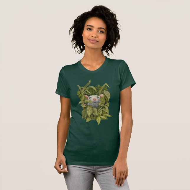 Rat looking out of leaves weeds woods t-shirt (Front Full)
