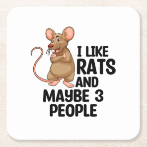 Rat Lover | Rats Pet Rodents Pets Animals Gifts Square Paper Coaster
