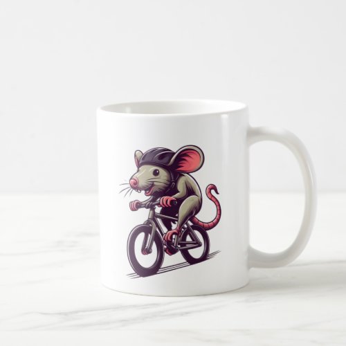 Rat Mascot riding a bicycle illustration art  Coffee Mug