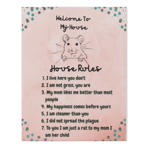 Rat Mom Pet Rat House Rules Dcor Canvas