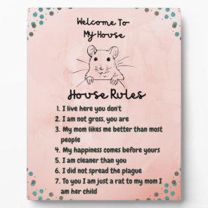 Rat Mom: Pet Rat House Rules Décor Plaque