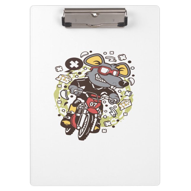 Rat Motocross Rider Clipboard (Front)