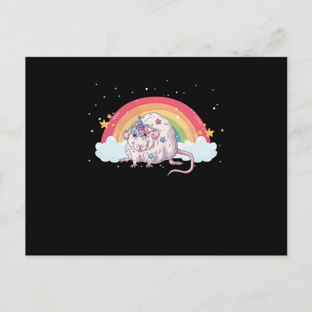 Rat Mouse Unicorn Rainbow Rodent Mice Animal Pet G Postcard (Front)