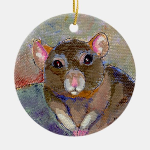Rat painting I Have Issues fun sensitive pet art Ceramic Ornament