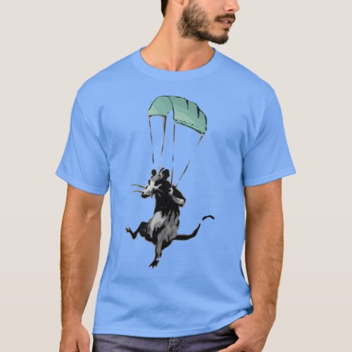 rat parachuting with facemark 2 T_Shirt