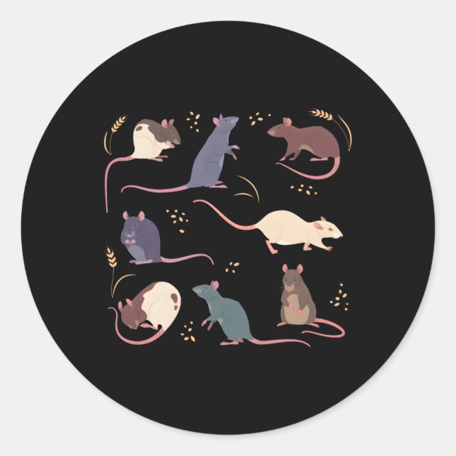Rat Pet Mouse Animals Pastel Goth Classic Round Sticker (Front)