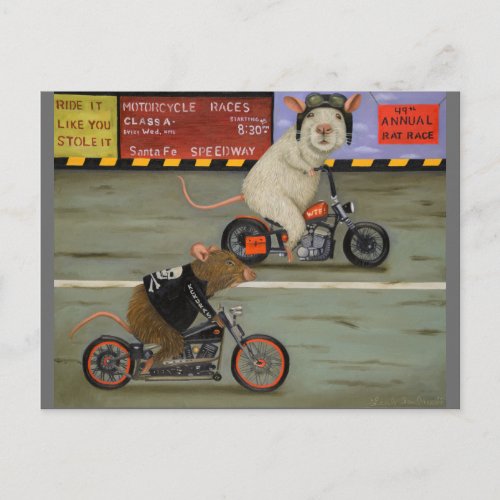 Rat Race 3 Motorcycle Race Postcard
