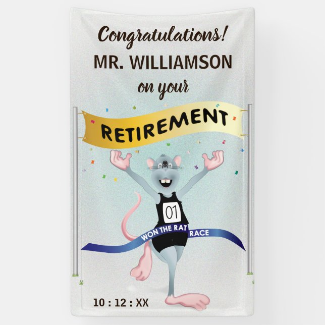 Rat Race Funny Retirement Banner (Vertical)