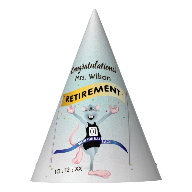 Rat Race Funny Retirement Party Hat (Front)