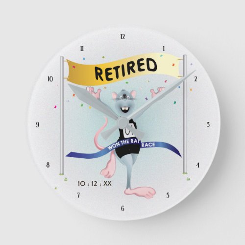 Rat Race Funny Retirement Round Clock