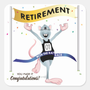 Rat Race Funny Retirement Square Sticker
