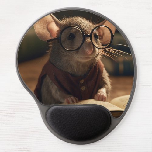 Rat reading a book gel mouse pad