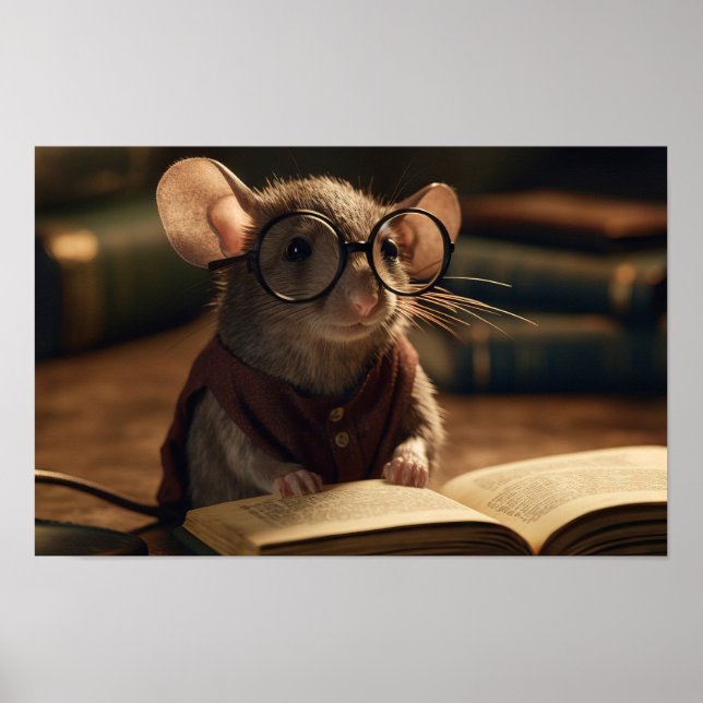 Rat reading a book poster (Front)