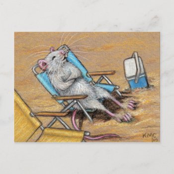 Rat Relaxing On Beach Postcard by KMCoriginals at Zazzle