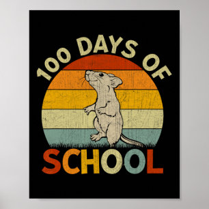 Rat Retro Boys Girls Teachers 100th Day Of School Poster