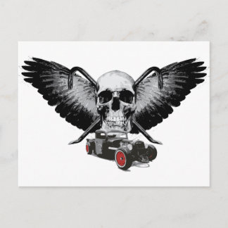 Rat Rod Skull & Crowbars Postcard
