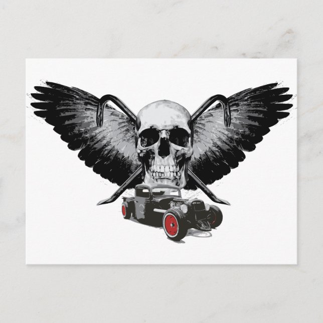 Rat Rod Skull & Crowbars Postcard (Front)