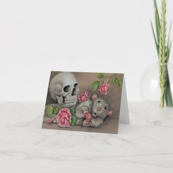 Rat Rose Skull Note Card by KMCoriginals at Zazzle